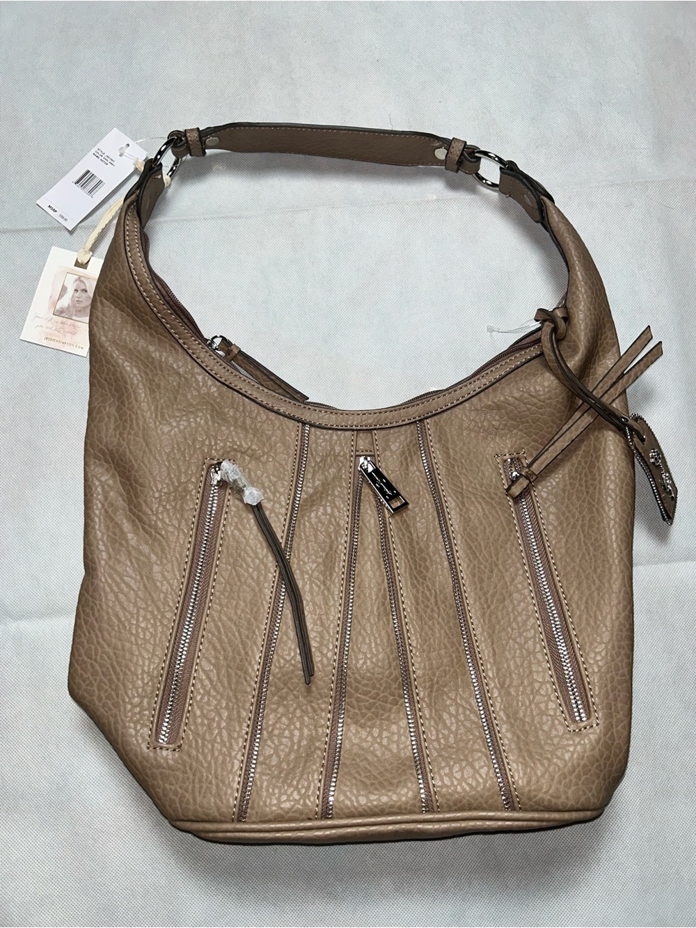 Jessica Simpson light brownish/grey Astor hobo bag NWT